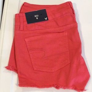 NWT AEO American Eagle Jean Midi Shorts 6